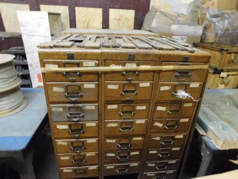 3 Library Bureau Solemakers Catalogue System and Wooden Filing Cabinet