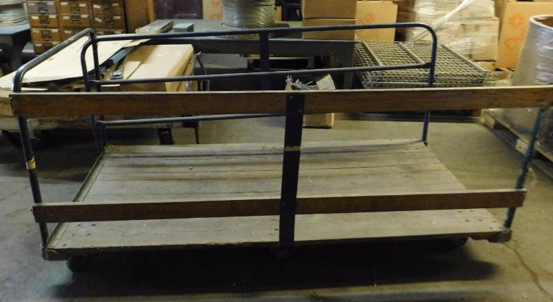 Vintage Wooden Cart with Metal Rails (approx. 40 x 95)