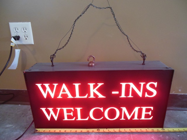 lot 22 image: 1 x 2 WALK-INS WELCOME Sign and Metal Bronze Finish Hangman Brand Hook