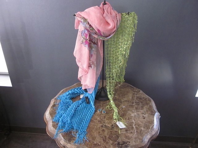 lot 60 image: Three Scarves and Pair of Earrings