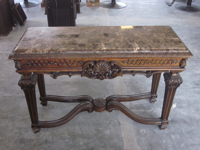 lot 136 image: Ashley Furniture Signature Design - Casa Mollino Console Sofa Table with Beveled Marble Tabletop (Matching Lots are 1, 131-139 10 in Total) See links to Ashley Furniture and Amazon