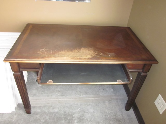 lot 178 image: Wooden Desk with Slide Out Keyboard Tray
