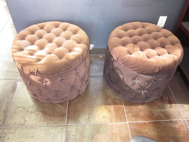 lot 192 image: Two Brown(ish) Ottomans