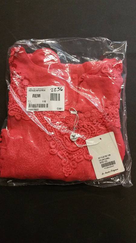 lot 2236 image: White Mark Plus Size Anabel Crochet Trim Tunic Pink 1X