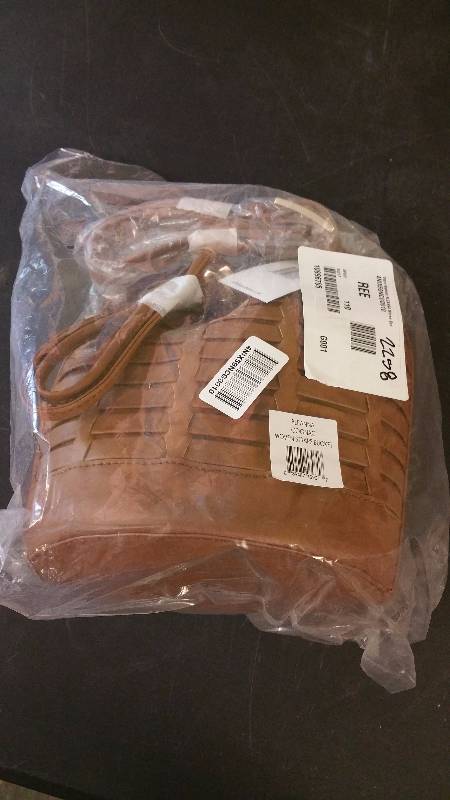 lot 2258 image: Steve Madden Bleanna Woven Bucket Bag - Cognac