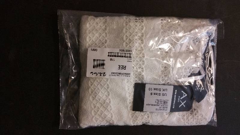 lot 2266 image: AX Paris Womens 2 in 1 Lace Crochet Crew Neck Mesh Top Short Sleeve Dress - Black-Cream 6