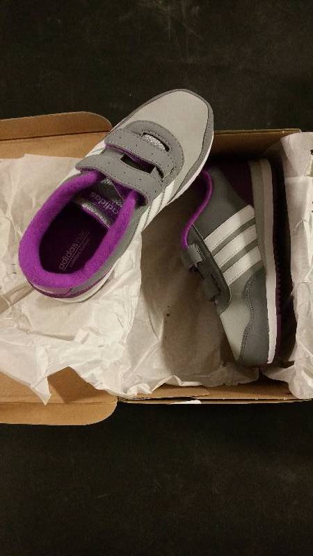 lot 2516 image: adidas Neo Infants V Jog Shoe - Charcoal-Purple 10