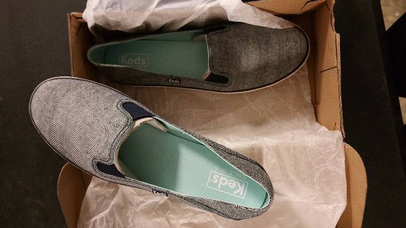 lot 2525 image: Keds Womens Crashback Stripe Slip-On Shoe - Navy 9