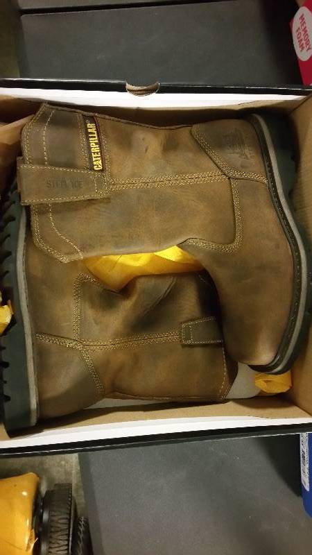 lot 2534 image: CAT Footwear Mens Wellston Steel-Toe Wellington Work Boot - Dark Brown 8.5
