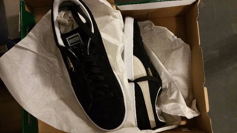 lot 2546 image: Puma Mens Suede Classic Plus Sport Shoe - Black-White 12