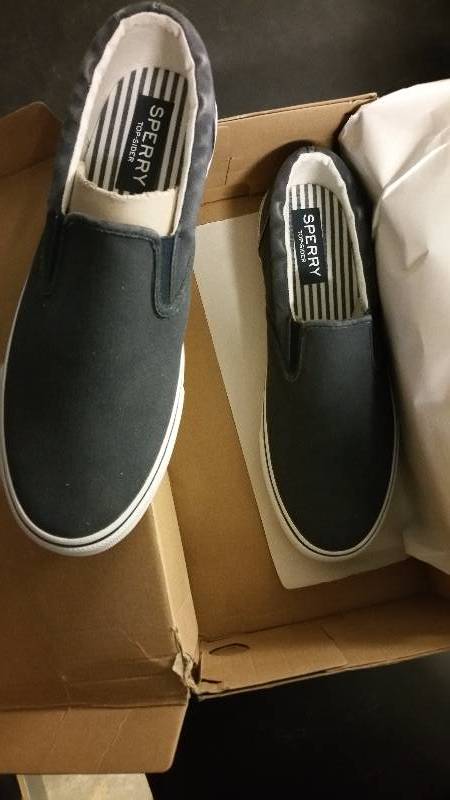 lot 2551 image: Sperry Mens Striper Slip-On Shoe - Navy 11