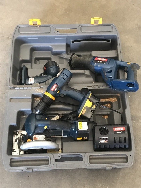 lot 22 image: Ryobi 18Volt Cordless Tool Set With...