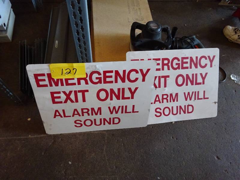 lot 127 image: Pair Exit Signs
