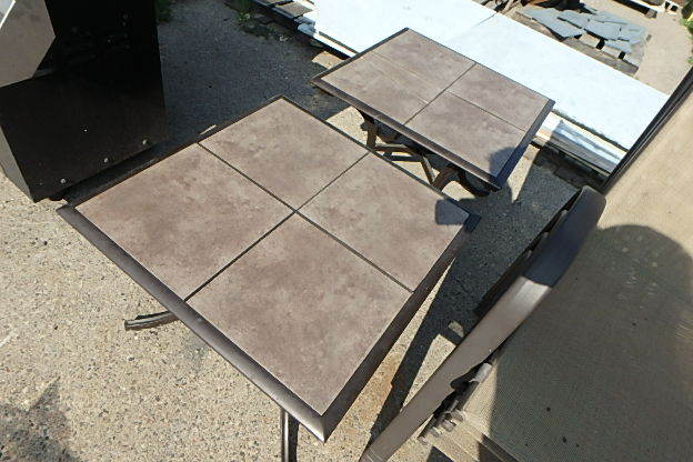 lot 532 image: Pair Tile topped Patio Tables