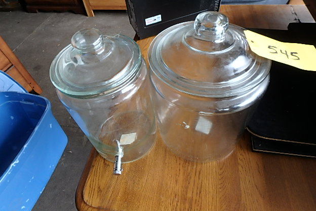 lot 545 image: Pair Large Glass JarsContainers