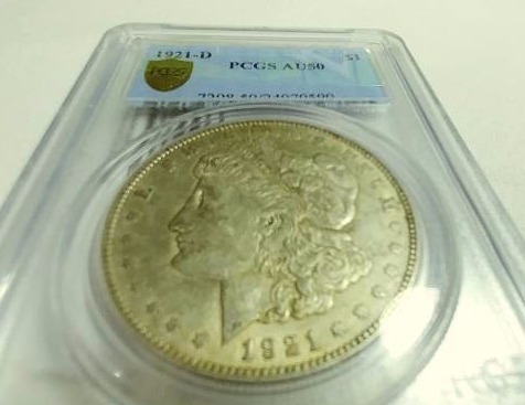 1921-D Morgan Silver Dollar AU50