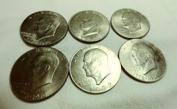 6 Eisenhower Dollars. Various dates