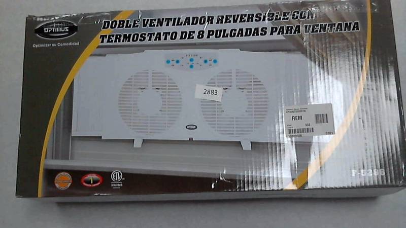 Optimus 8 Electric Reversible Window Fan w Thermometer