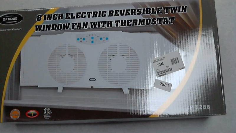 Optimus 8 Electric Reversible Window Fan w Thermometer