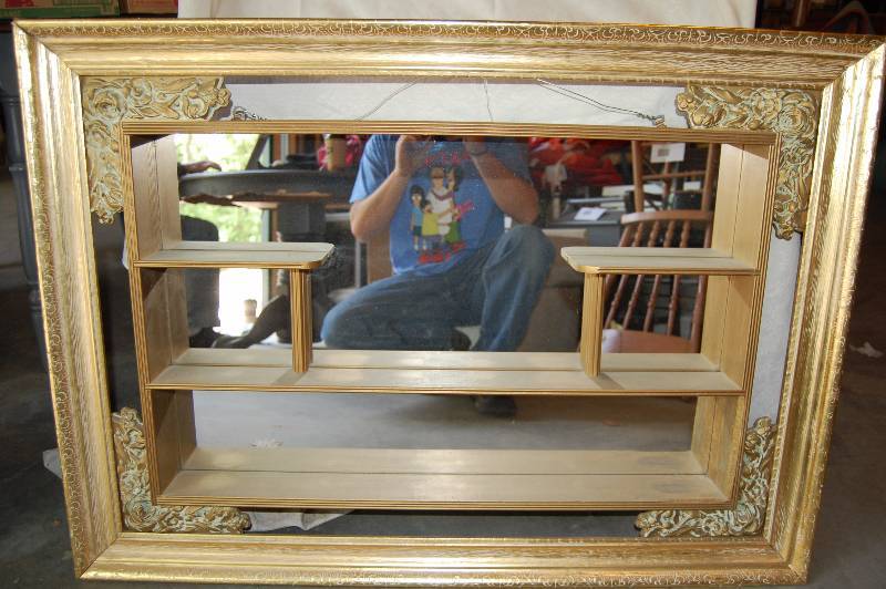 Framed Mirror Backed Shelf