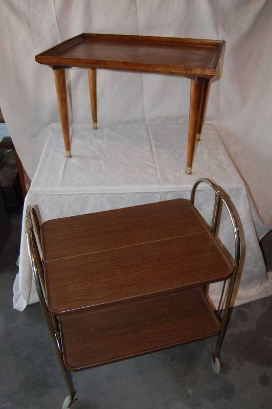 Folding Wheeled Cart and Side Table