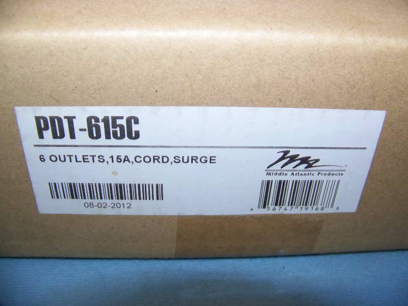 lot 83 image: Middle Atlantic, 6 Outlet, 15 Amp, Power Strip with Surge Protection - NEW in Original Box