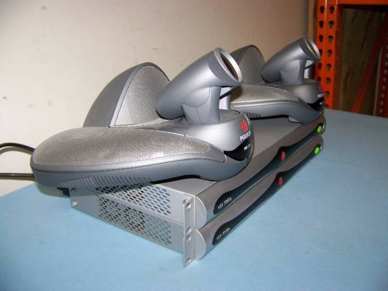 lot 71 image: (2) Polycom, Teleconferencing Codec units and (2) Video Conferencing Cameras