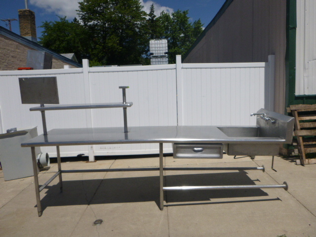 lot 14 image: Stainless Steel Wall Mount Double Side TableSinkShelf