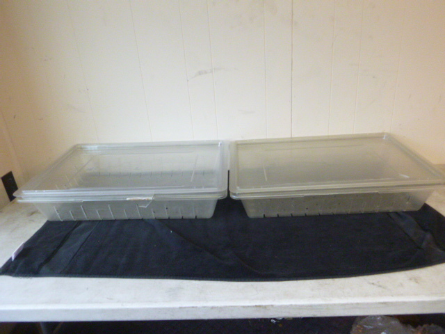 lot 27 image: 2 Cambro Colander Tubs with Lids