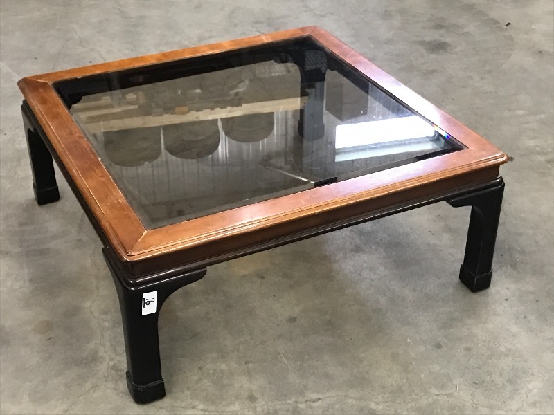 lot 16 image: Glass-Top Coffee Table