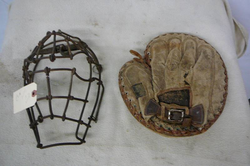 Vintage Baseball Glove & Catchers Face Guard