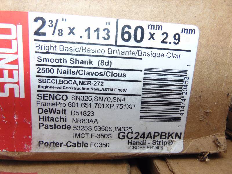 (5) New Boxes of Senco 2-38 x .113 Framing Nails