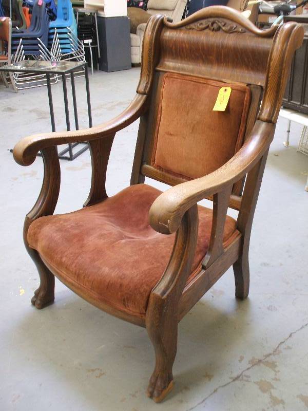 ANTIQUE  WOOD & UPHOLSTERED CHAIR