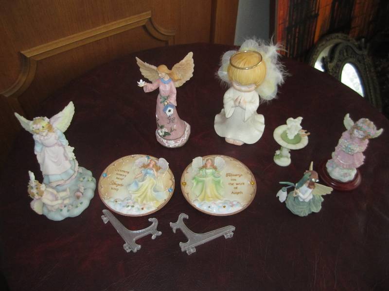 lot 143 image: ANGEL FIGURINES AND VASES