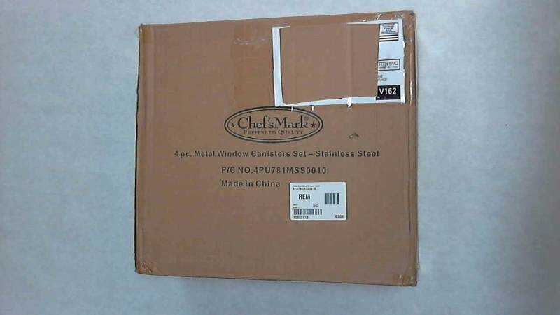 lot 2988 image: Chefs Mark Metal Window Canisters Set Stainless
