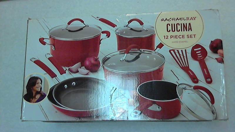 lot 2998 image: Rachael Ray Cucina 12-Pc. Nonstick Cookware Set - Red