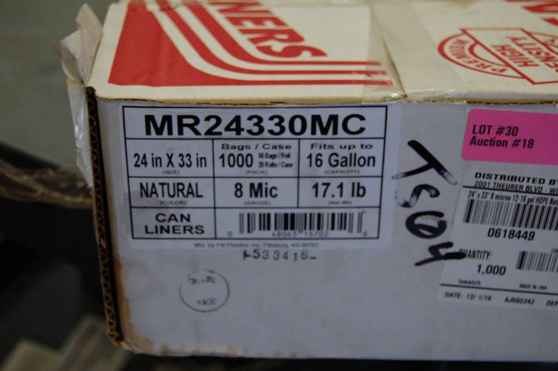 lot 30 image: Case of 16Gal Garbage bags-.008 mil