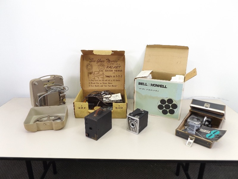 Lot of Vintage Projectors, Cameras, and Movie Cameras