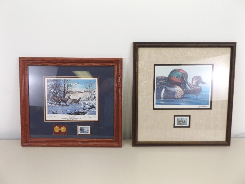 2 Pieces of Framed Signed and Numbered Duck and Deer Stamp Prints