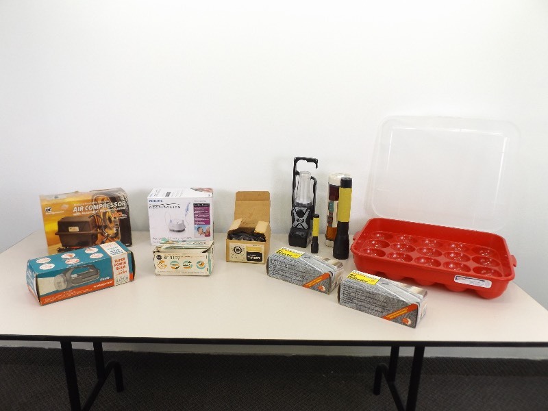 Lot of New Old Stock, and Used with Original Boxes Air Pumps, Flashlights, Housewares, etc.