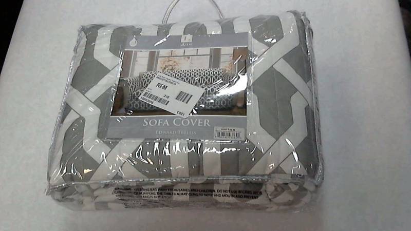 lot 2333 image: Lush Decor Edward Trellis Sofa Cover Gray
