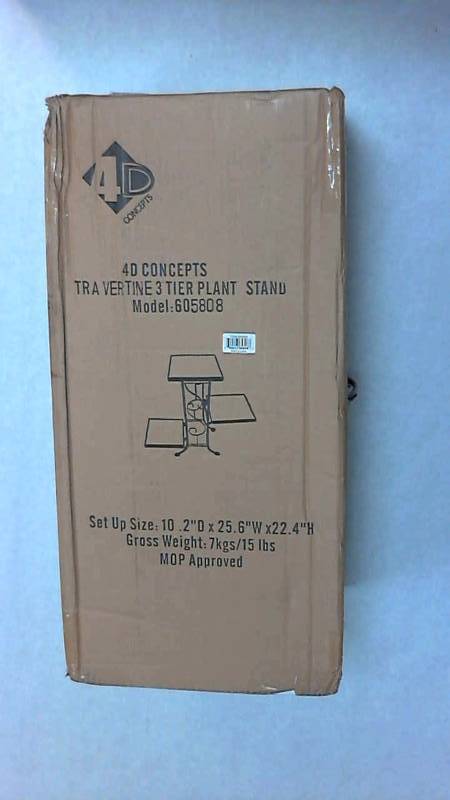 lot 2712 image: Travertine 3 Tier Plant Stand