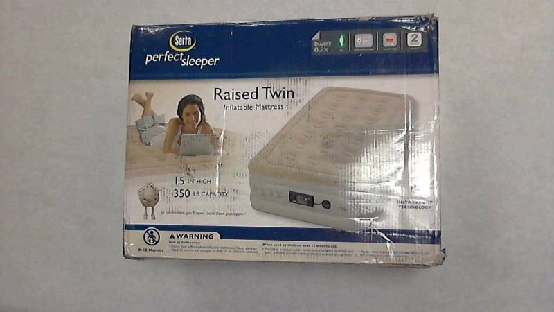lot 2784 image: Serta 15in Raised Twin Size Airbed  Air Mattress W InstaIIed AC Pump