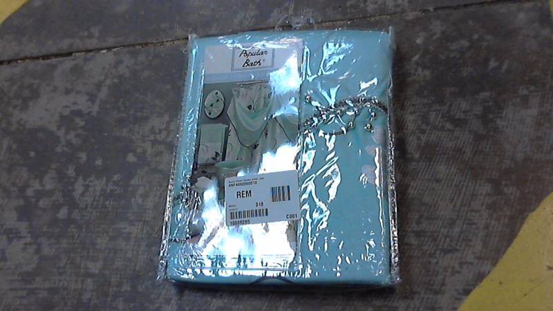 lot 2328 image: Avanti Shower Curtain w Valence-Aqua