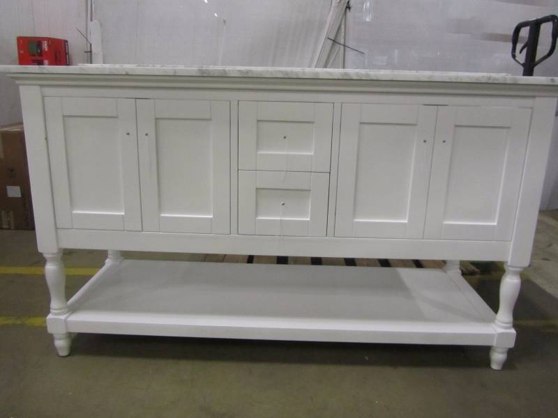 lot 50 image: Tiffany 48 in. W x 22 in. D x 35.24 in. H Vanity. In White