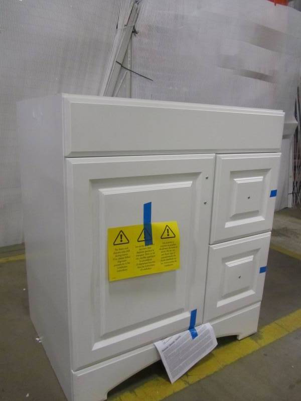lot 53 image: Glacier Bay Regency 30 in. Vanity Cabinet Only in White