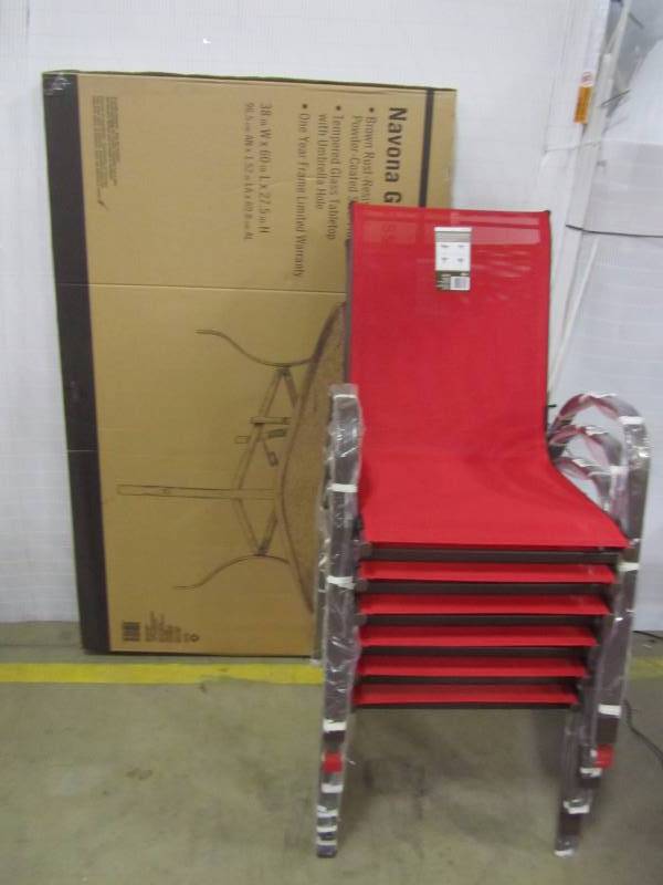 lot 26 image: Navona 7 piece patio set (Red)