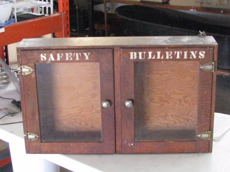 lot 59 image: Railroad Depot Wood Safety Bulletin Box