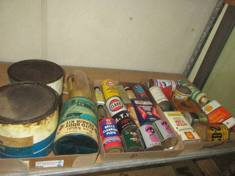 3 boxes vintage auto cans