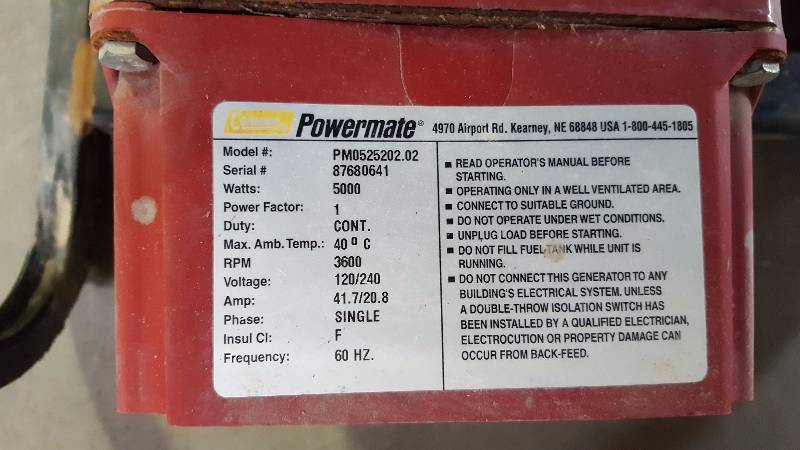 lot 4 image: Coleman Powermate Maxa 5000 Generator